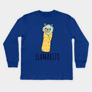 Llamarito Funny Burrito Llama Kids Long Sleeve T-Shirt